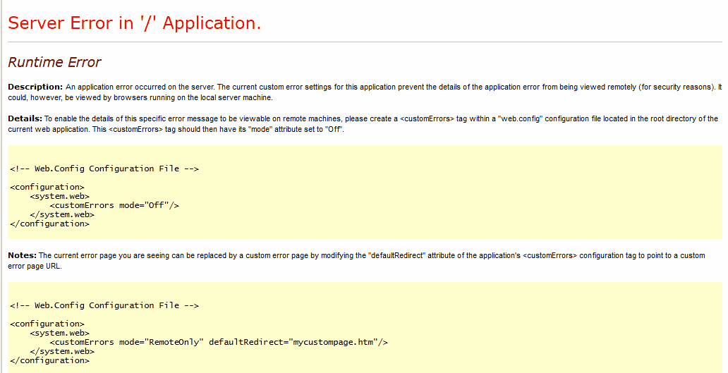 ASP.NET Server Error in ‘/’ Application